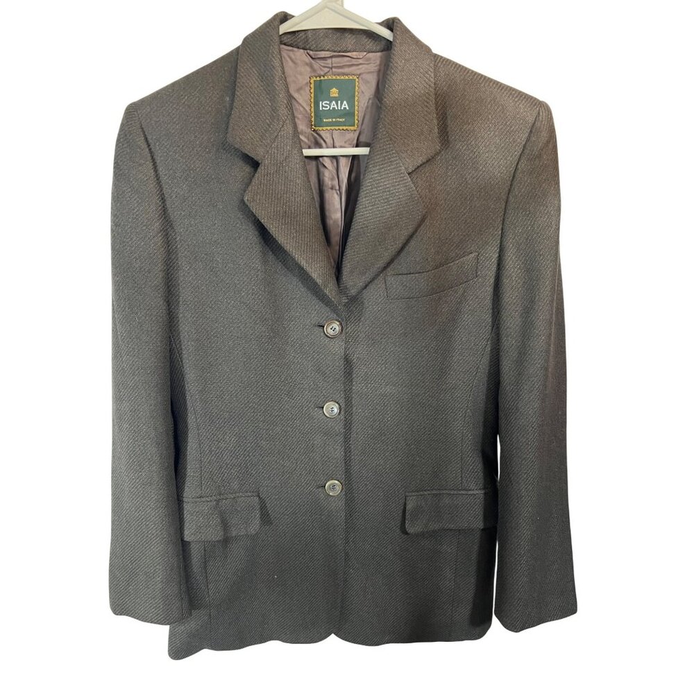 Isaia Mens Brown Italian Blazer Size 42R 50% Cashmere 50% Silk 2-Button Jacket